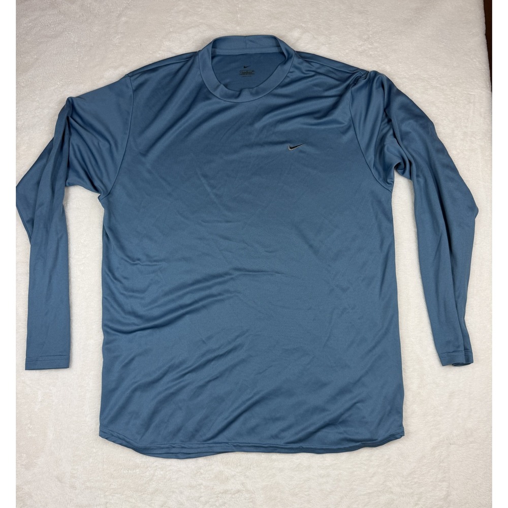 Nike Dri-FIT Mens Blue Long Sleeve Crewneck Athletic Shirt Large